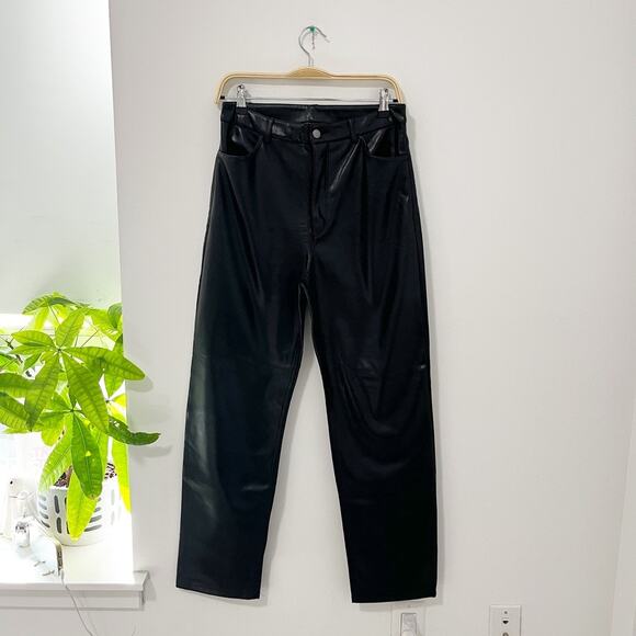Dynamite Black Faux Leather Wide Leg Pants Size 8 - Picture 1 of 6